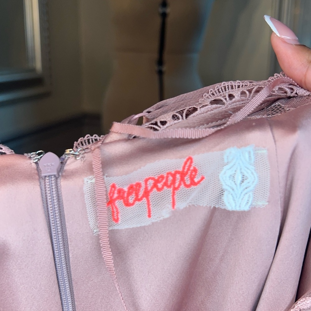 Free People Pink Plunge Neck Backless Gown - Picture 4 of 4